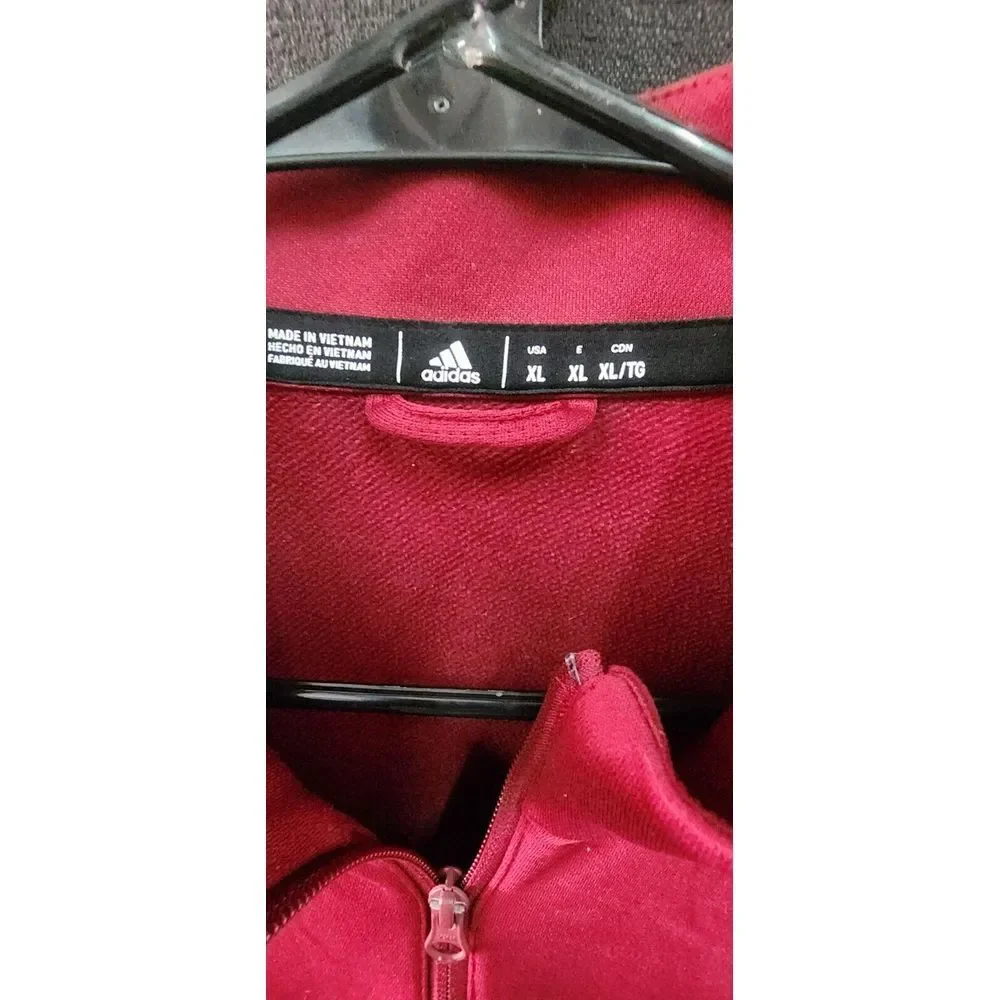 Adidas Mens Track Jacket‎ Red Maroon Size XL Aeroready Pullover 1/4 Zip Up